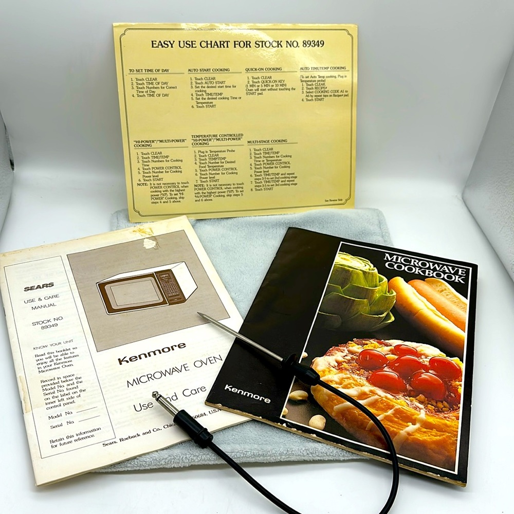 Sears Kenmore Vintage Microwave Oven Paperback Cookbook & Manual Use & Care